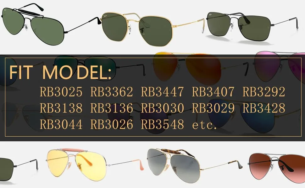 Replacement Temple Arm Temple Tips for RB3447 RB3547N RB3548N RB3647N Sunglasses with 4 Screws 1 Screwdriver (Gold) - 3548