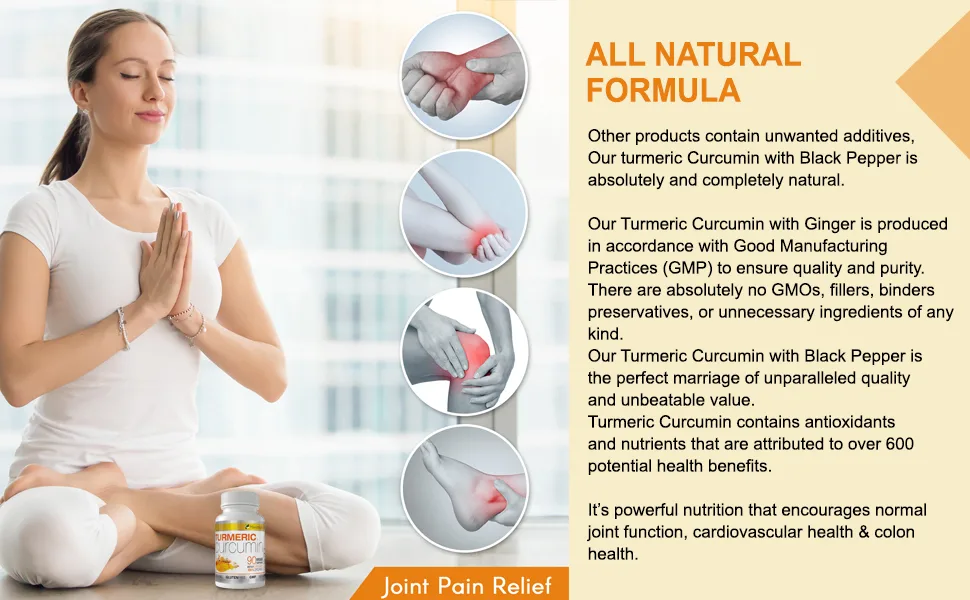 Turmeric Curcumin with Piperine 1500mg. Highest Potency Available. Premium Pain Relief & Joint Support with 95% Curcuminoids. Non-GMO Gluten Free 90 ct - turmeric curcumin