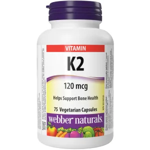 Webber Naturals Vitamin K2 with D3 60 Softgels Helps Support Bones Teeth and Immune Function Gluten & Dairy Free - Vitamin K2
