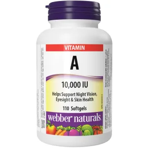 Webber Naturals Vitamin A 10 000 IU 110 Softgels Helps Support Eye and Skin Health - Vitamin A