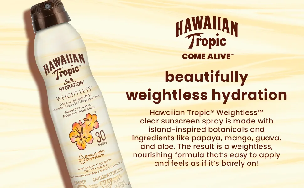 Hawaiian Tropic Silk hydration weightless sunscreen spray with air-soft texture SPF 30 170g - sunscreen tanning lotions