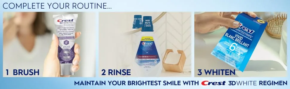 Crest 3D White Teeth Whitening Kit Whitestrips Classic Vivid 10 Treatments 20 Individual Strips - Complete your routine. Maintain your brightest smile with Crest 3DWhite regimen.