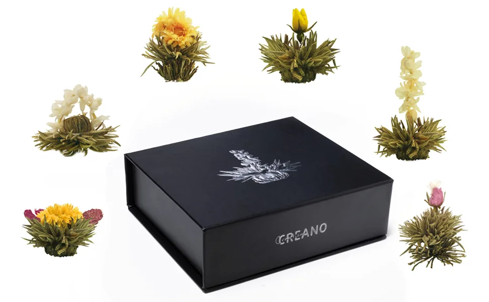 Creano Blooming Tea Mix 6pcs Flowering Tea White Tea in Elegant Magnetic Box with Silver Embossing - product information 3