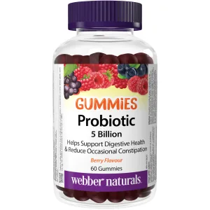 Webber Naturals Probiotic Gummy 5 Billion Active Cells 60 Gummies Digestive Support Vegan - Probiotic 5 Billion Gummy
