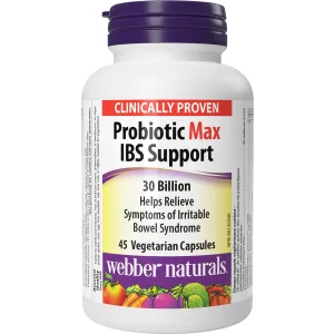 Webber Naturals Probiotic Gummy 5 Billion Active Cells 60 Gummies Digestive Support Vegan - Probiotic Max IBS Support