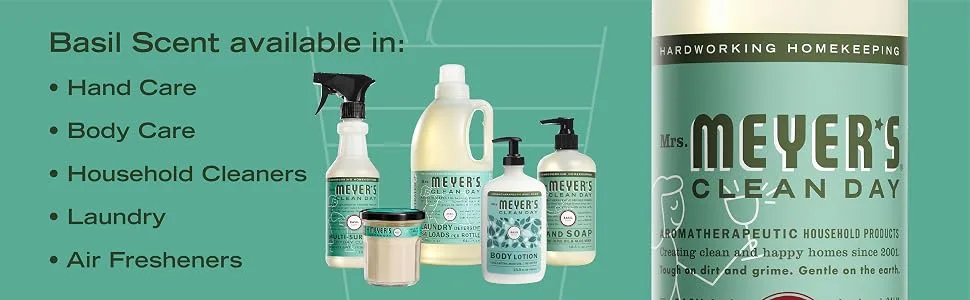 Mrs. Meyer's Clean Day Dish Soap Cruelty Free and Biodegradable Dishwashing Liquid Basil Scent 474 ml Bottle - Mrs Meyer