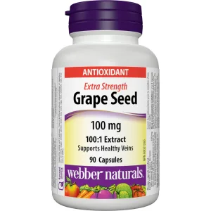 Webber Naturals Grape Seed 100 mg Extra Strength 90 Capsules Antioxidant Support Vegan - webber naturals grape seed 100 mg
