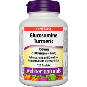 Webber Naturals Glucosamine with Turmeric 120 Tablets Digestion Joint and Antioxidant Support - webber naturals turmeric with glucosamine joint care