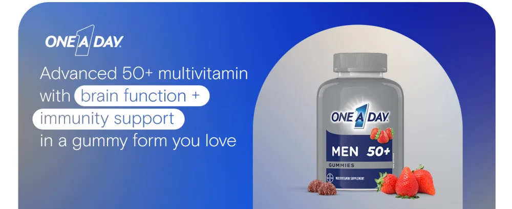 One A Day Men 50 Plus Multivitamin Gummies- Advanced Multivitamin Gummy with Brain Function & Immunity Support Formulated with Vitamins & Minerals for Men 50+ 130 Gummies - Brain Function & Immunity Support