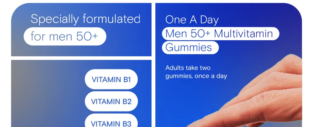 One A Day Men 50 Plus Multivitamin Gummies- Advanced Multivitamin Gummy with Brain Function & Immunity Support Formulated with Vitamins & Minerals for Men 50+ 130 Gummies - Vitamins