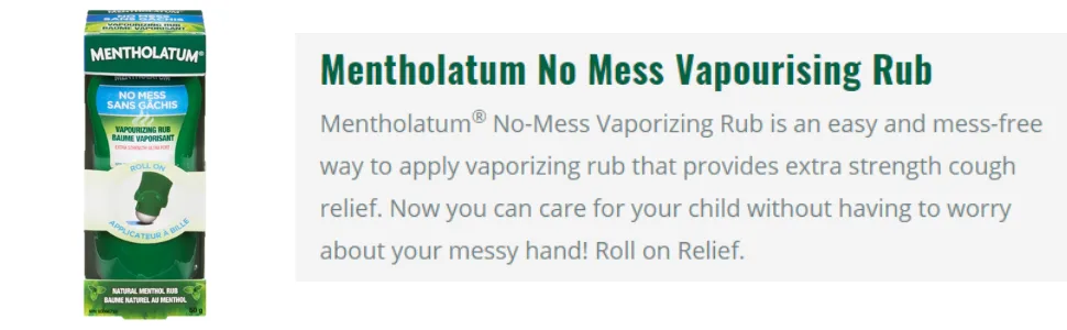 Mentholatum No Mess Natural Menthol Rub Roll On Vapourizing Rub Cough Suppressant & Nasal Decongestant 50g - Mentholatum Roll on