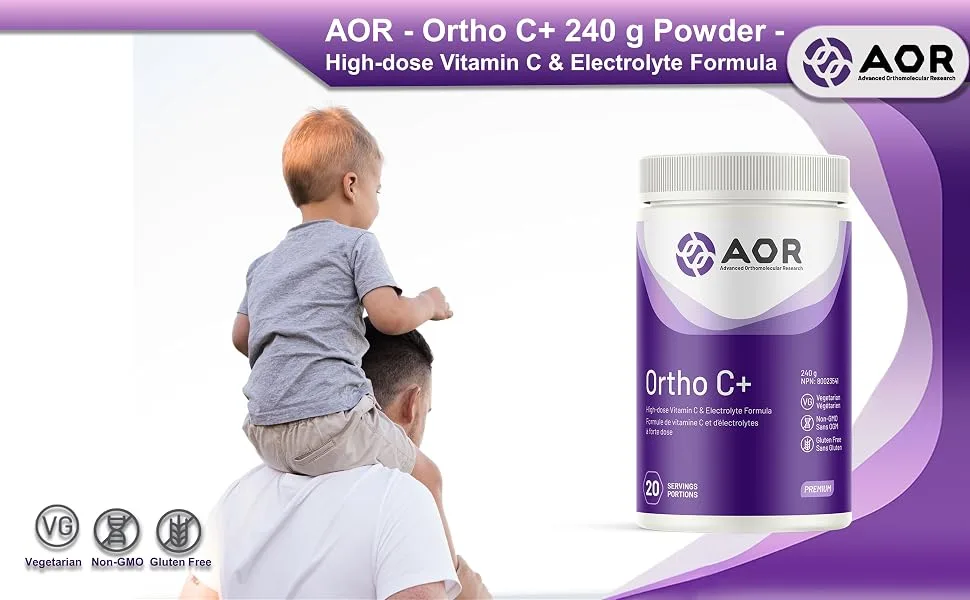 AOR Ortho C+ 240g Powder High-Potency Vitamin C Ascorbic Acid - Electrolyte Formula with Magnesium & Calcium Ascorbate Supports Skin & Blood Vessel Function Electrolyte Powder for Everyday Wellness - B00J387P5S