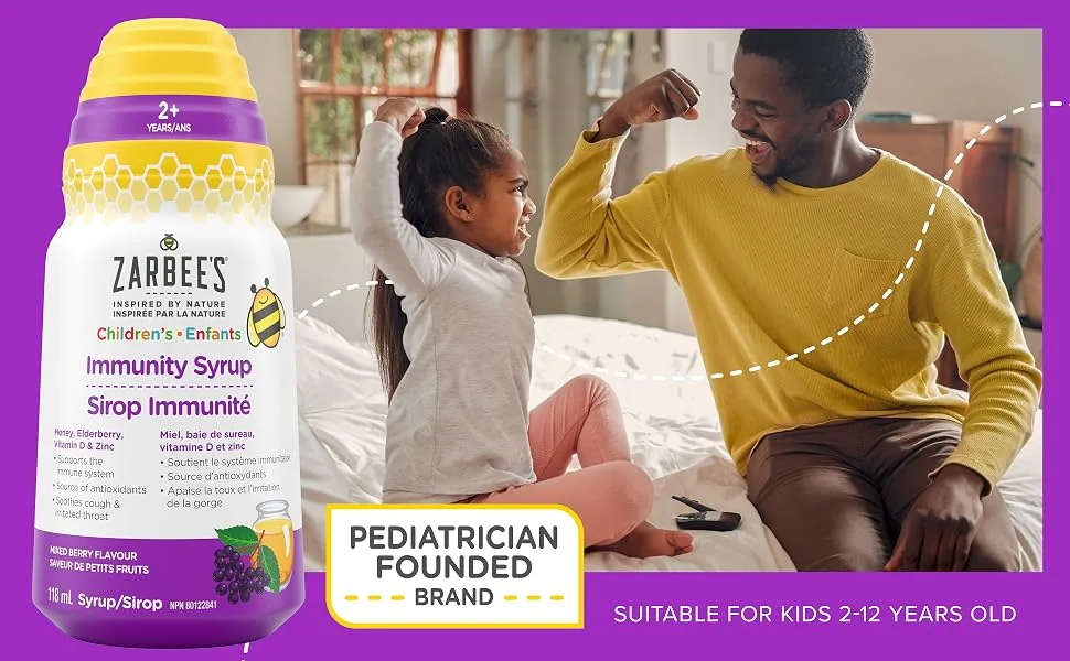 Zarbee's Children s Immunity Syrup Zinc Honey Elderberry Vitamin D Immune System + Antioxidants 118 mL - Zarbee