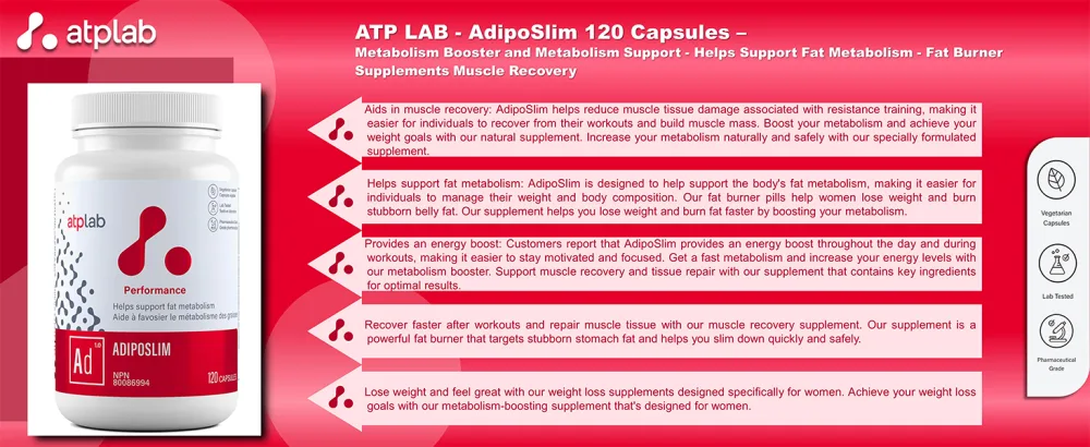 ATP LAB - AdipoSlim 120 Capsules - Elevate Your Energy-Burning Capacity -Fat Burner Supplements Muscle Recovery - B07SJPP7K1