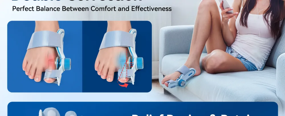 Tech Love Bunion Correctors for Women & Men Adjustable Knob Double Correction Toe Separator for Big Toe Relief Bunion Splints Hammer Toe Straightener with Silicone Pad Comfortable Effective (1PC) Blue - product information 13