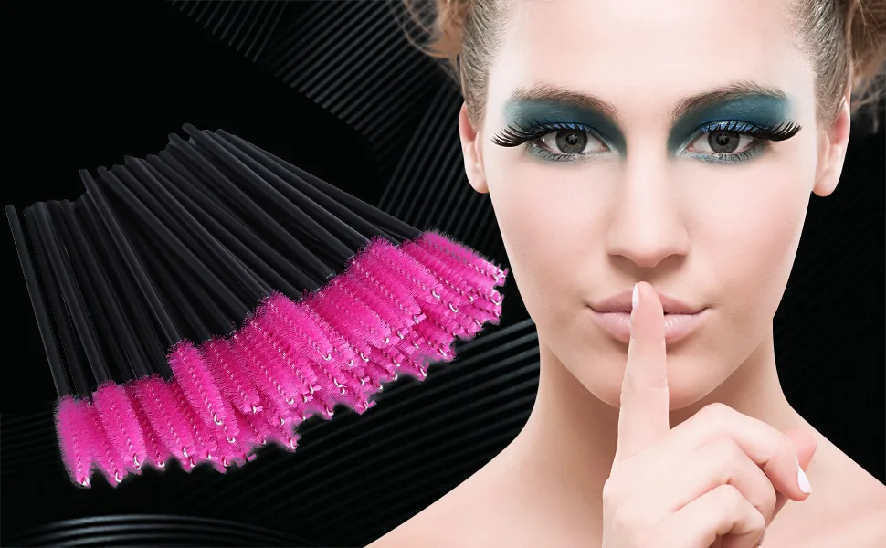BTYMS 100 Pieces Disposable Spoolies Brush Eyelash Mascara Brushes Lash Wands Applicator Eyebrow Brush for Lash Extension-Pink - product information 23