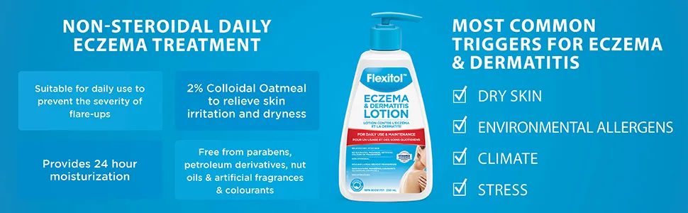 Flexitol Eczema & Dermatitis Lotion - Best Eczema Moisturizer Body Lotion - Eczema & Dermatitis Lotion