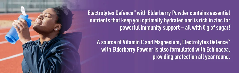 Organika Electrolytes Defence with Elderberry and Echinacea- Citrus Berry - Immune System Support Sugar Free Hydration and Electrolyte Replenishment- 180g - product information 3