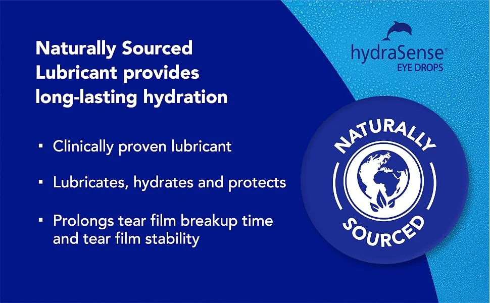 hydraSense Eye Drops For Dry Eyes Fast and Long-Lasting Relief Preservative Free Naturally Sourced Lubricant 10 mL - naturally sourced lubricant, long lasting, eyedrops, dry eye, clinically proven, hydrasense eye