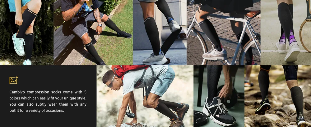 CAMBIVO 2 Pairs Compression Socks for Men and Women(20-30 mmHg) Compression Stocking for Swelling Nurse Flight (Black LXL) Black Large-X-Large - CS10