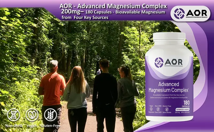 AOR - Advanced Magnesium Complex 200mg 180 Capsules - Vegan and Non GMO - Bioavailable Magnesium from Four Key Sources - With Magnesium Glycinate Magnesium Oxide and Pure Magnesium Supplement - B091KGD6GK