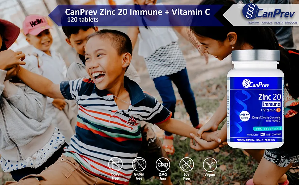 CanPrev - Zinc 20 Immune + Vitamin C 120 Tablets - Helps to Maintain Immune Function and Protect Cells Against Oxidative Damage - B09FVS4RF9
