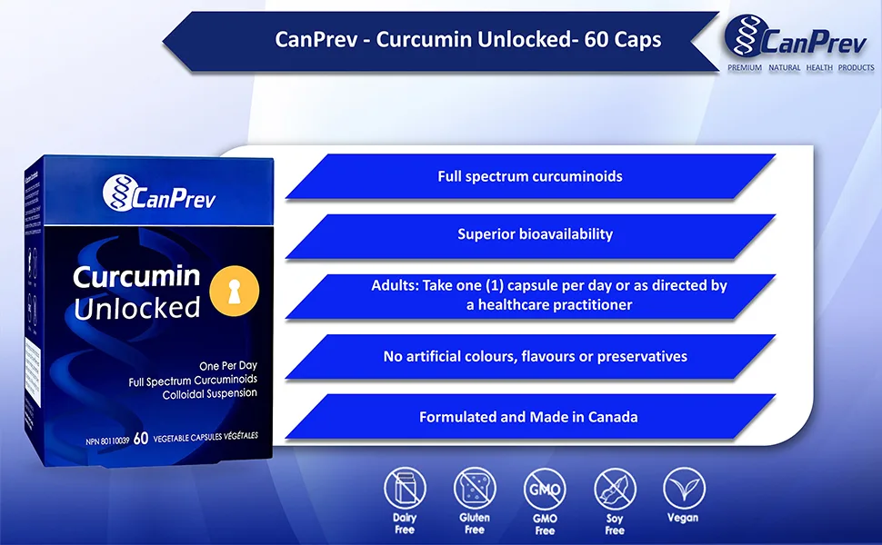 CanPrev - Curcumin Unlocked 60 v-caps - Provides Curcuminoids with Enhanced Bioavailability for Use as Antioxidants - Full Spectrum Curcuminoids Colloidal Suspension - B0BSHTYTNF
