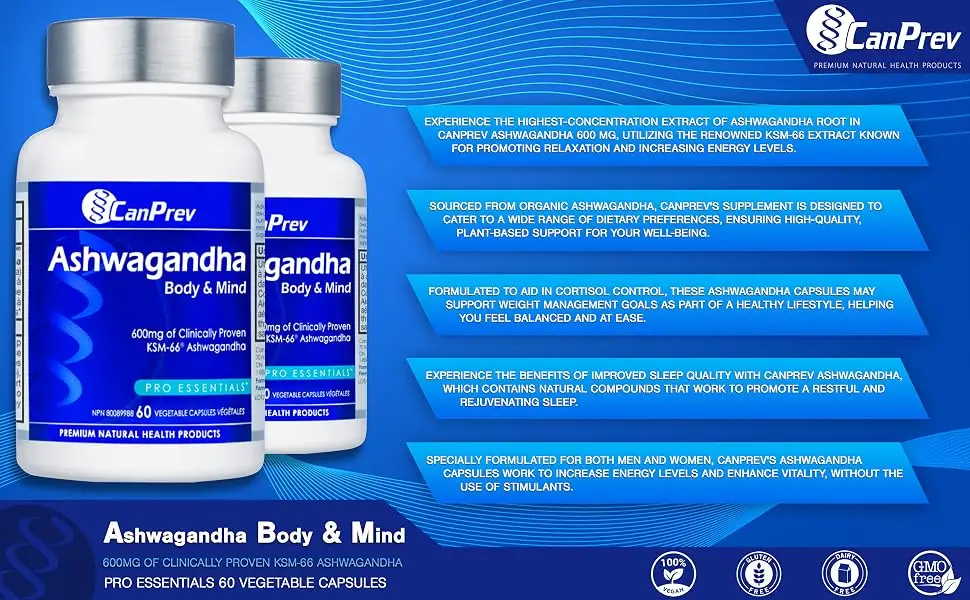 CanPrev Ashwagandha Body & Mind 60 v caps Supplement for Weight Management  - B0CZRWWD7F