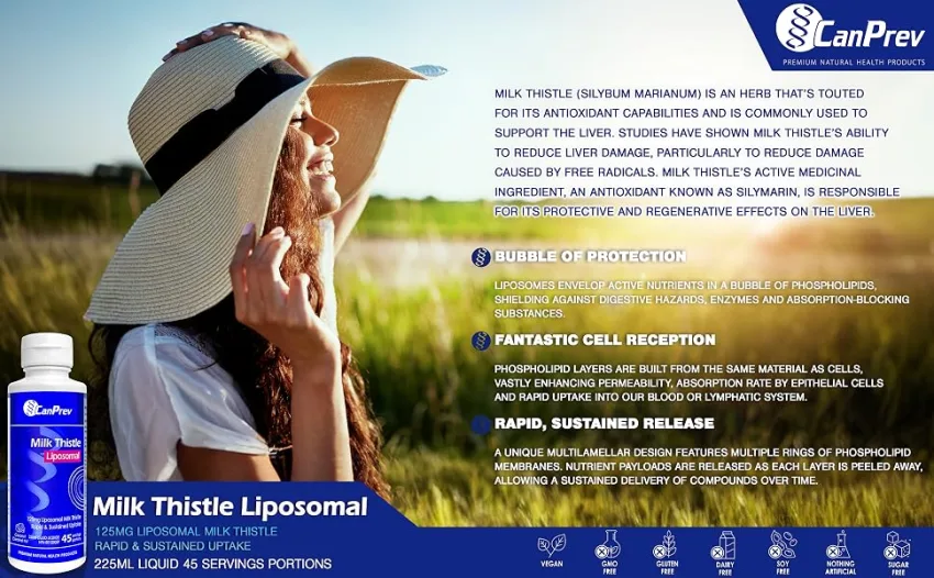 CanPrev Liposomal Milk Thistle 225ml Coconut Caramel Nut No Alcohol Added Supports Liver Function & Digestive Balance - B0D1CTDRND
