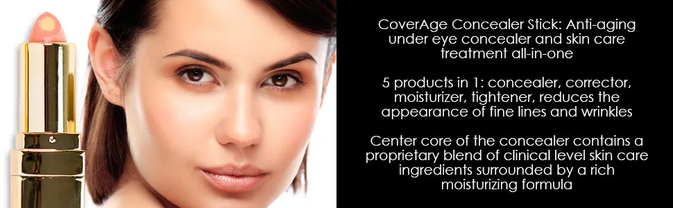 CoverAge Eye Concealer by Jerome Alexander - 5-in-1 Concealer Stick and Eye Roller Ball, Under Eye Circle Concealer, Corrector, Moisturizer, & Tightener for Anti-Aging - contour kit contouring kit contour makeup contouring makeup contour kit for women makeup