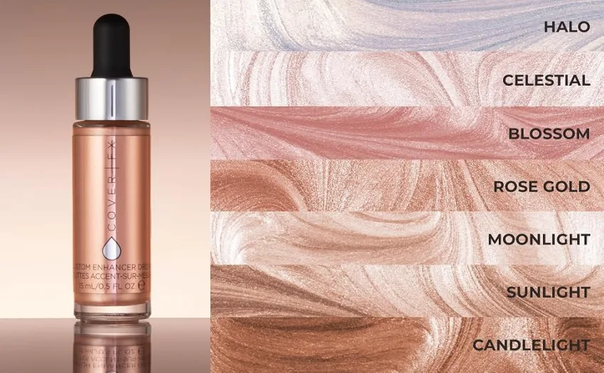 COVER FX Custom Enhancer Drops Liquid Highlighter, Versatile Illuminator, Blend with Foundation and Makeup, Moonlight, 0.5 Fl Oz Moonlight - Moonlight: a soft silvery glow - Custom Enhancer Drops Shade Chart