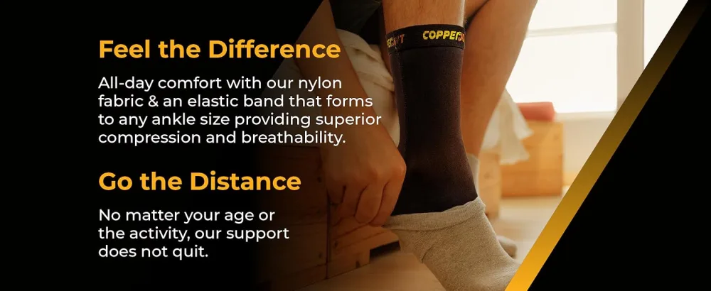 CopperJoint Compression Ankle Sleeve  Copper-Infused High-Performance Breathable Design, Provides Comfortable and Durable Joint Support - All Lifestyles - Single Large - Feel the difference and go the distance.