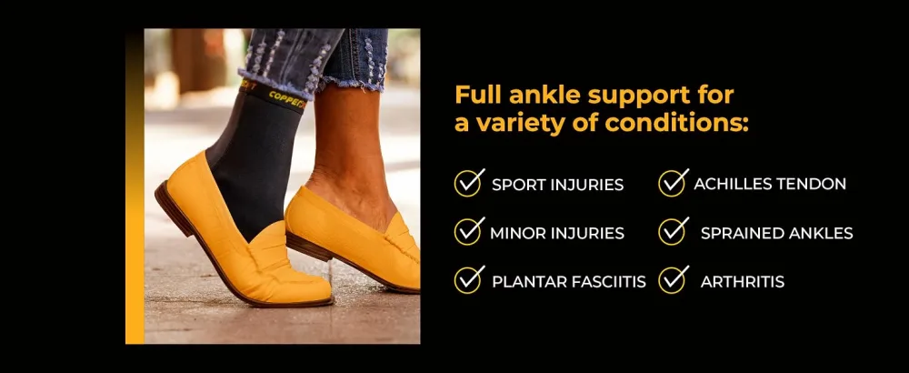 CopperJoint Compression Ankle Sleeve  Copper-Infused High-Performance Breathable Design, Provides Comfortable and Durable Joint Support - All Lifestyles - Single Large - Full ankle support for a variety of conditions.