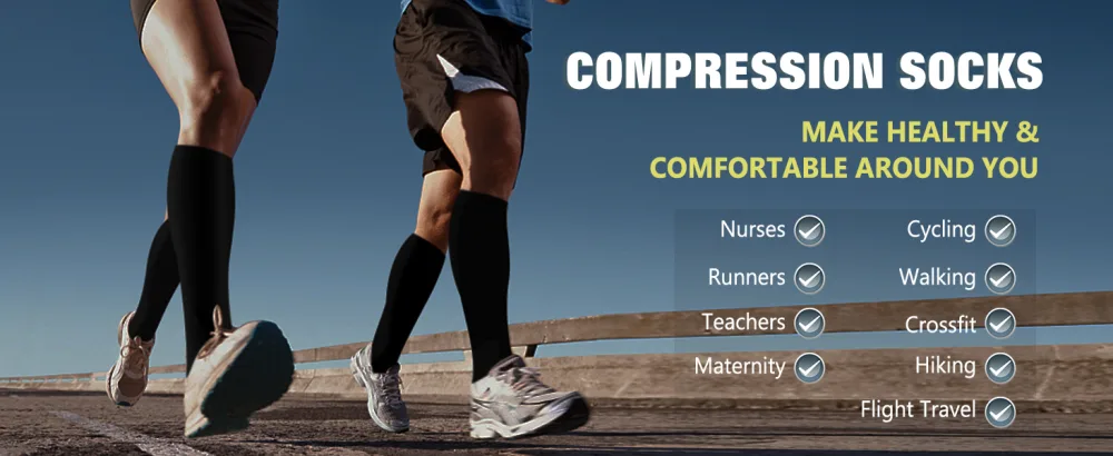 Copper Compression Socks For Men & Women Circulation-Best For Medical Running Hiking Cycling 15-20 mmHg A00- Black Large-X-Large - compression socks
