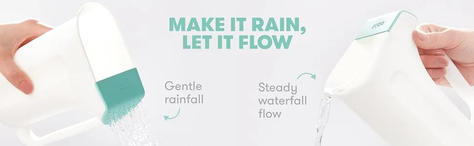 Control The Flow Rinser by Frida Baby Bath Time Rinse Cup with Easy Grip Handle and Removable Rain Shower - Two ways to pour include a gentle rainfall for newborns and a steady waterfall flow for toddlers