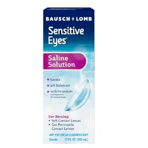Contact Lens Solution by Bausch & Lomb, Sensitive Eyes Solution for Soft Contact & Gas Permeable Lenses, Saline Solution with Potassium, 12 Fl Oz (Pack of 2) - product information 1