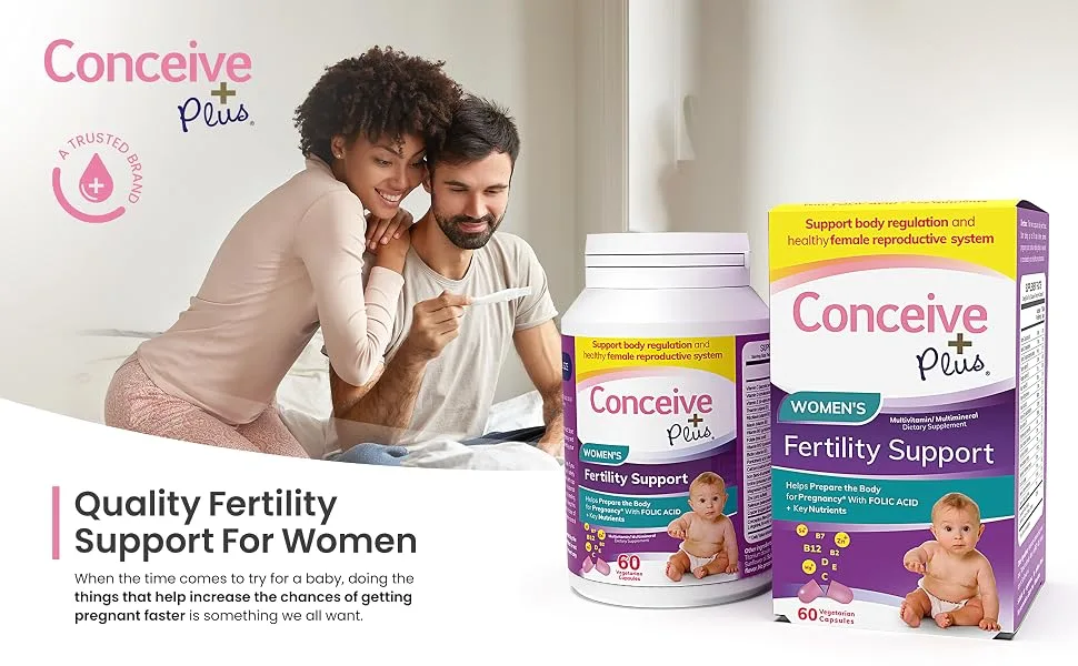 Conceive Plus Womens Fertility Support - Conception Formula, Fertility Prenatal Vitamin, 60 Capsules, 30 Day Supply - fertility supplements for women ttc ovasitol conception pills womens prenatal prenatal vitamin