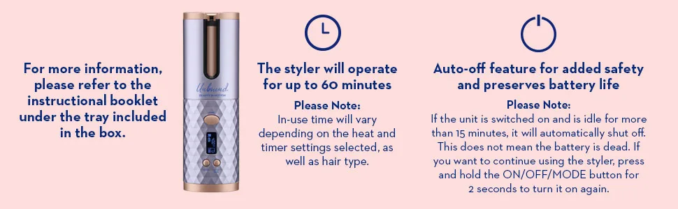 Conair Unbound Cordless Auto Curler - Rechargeable Auto Curler For Curls or Waves AUTO CURLER STANDARD SIZE - CONAIR UNBOUND AUTO CURLER CORDLESS CURLING IRON