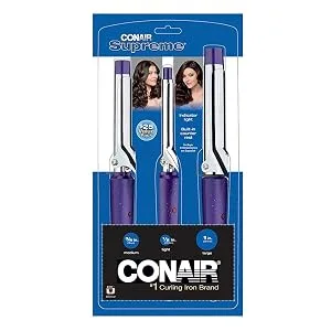 Conair Supreme Curling Iron Combo Pack, 1/2", 3/4", & 1", Set of 3 3 Piece Assortment - product information 1