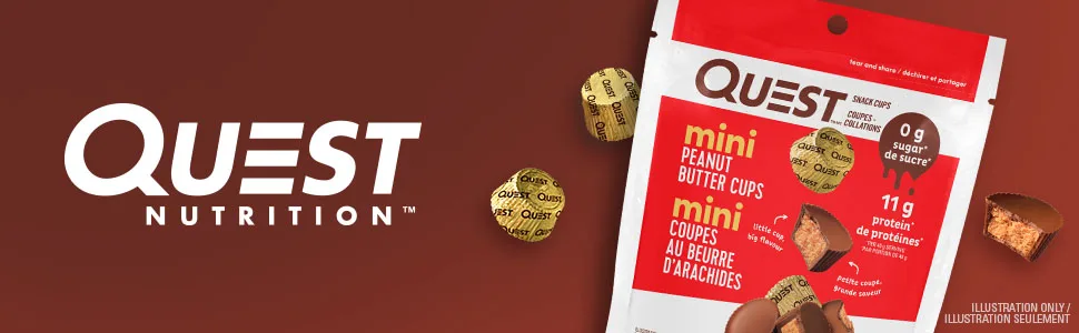 Quest Nutrition Mini Peanut Butter Cups High Protein Low Carb High Fibre Low Sugar Keto Friendly 11g Protein 0g Sugar 16ct Mini Cups - Quest Mini Peanut Butter Cups