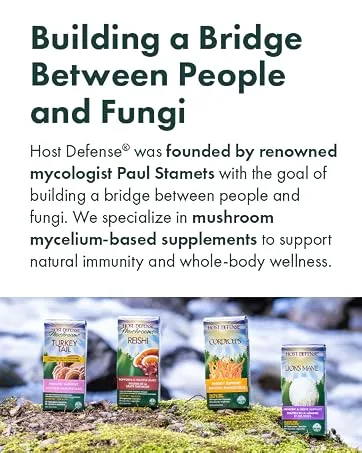 Host Defense Agarikon Mushroom 60 Capsules Immune Support Mushroom Supplement with 55% Polysaccharides & 1000mg Agarikon Mushroom Powder per serving - Paul Stamets, Mushroom Mycelium-Based Supplements