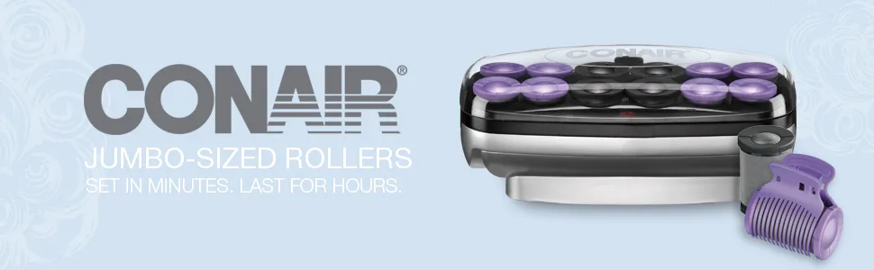 Conair Jumbo and Super Jumbo Ceramic Hot Rollers, Bonus Super Clips Included  1.5" and 1.75" Rollers with Super Clips - CONAIR CHV14 conair hot rollers hot rollers hot rollers for long hair hot rollers for medium hair
