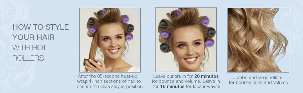 Conair Jumbo and Super Jumbo Ceramic Hot Rollers, Bonus Super Clips Included  1.5" and 1.75" Rollers with Super Clips - hot rollers hot rollers for long hair hot rollers for medium hair conair hot rollers