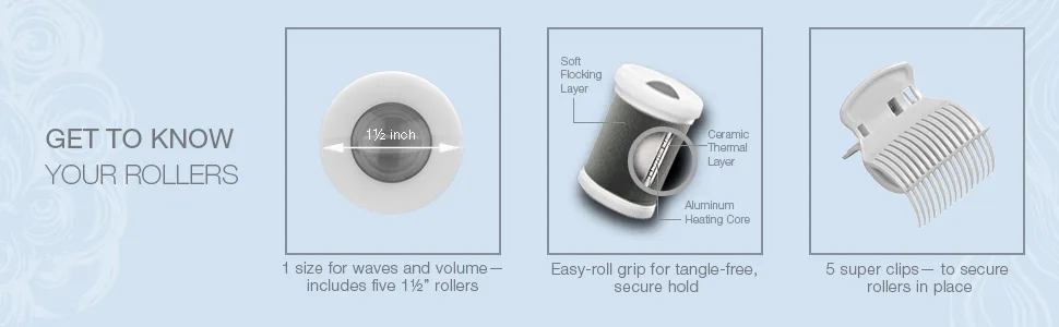 Conair Instant Heat Travel 1.5-Inch Hot Rollers, White, Set of 5 - hot rollers jumbo hot rollers hot rollers for long hair large hot rollers travel hot rollers