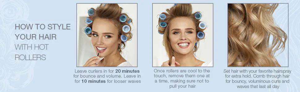 Conair Compact Multi-Size Hot Rollers, Blue - hot rollers for hair hair hot rollers curlers hot rollers revlon hot rollers