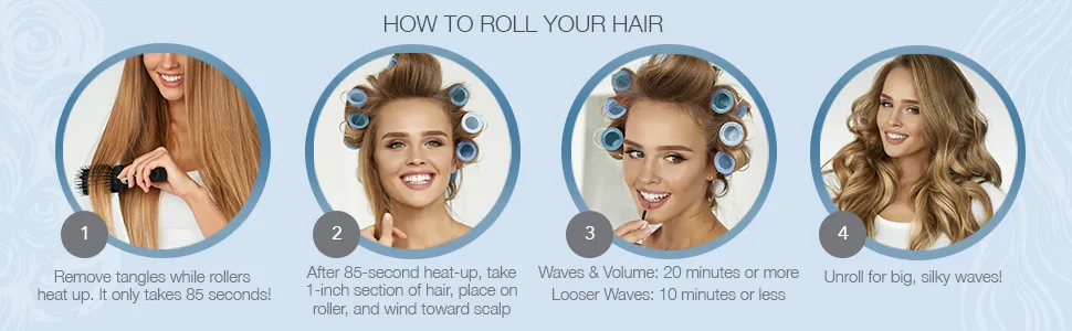 Conair Compact Multi-Size Hot Rollers, Blue - remington hot rollers t3 hot rollers babyliss hot rollers conair hot rollers