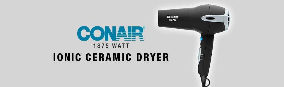 Conair 1875-Watt Ionic Ceramic Hair Dryer with Diffuser and Concentrator, Black - conair hair dryer, ionic ceramic hair dryer, conair ionic ceramic,