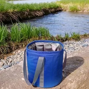 Foldable Bucket 36L Waterproof Oxford Cloth Collapsible Bucket with Plastic Supports on The Rim and Sides - Grey - steady