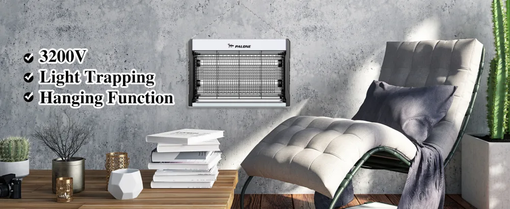 PALONE Indoor Bug Zapper Light can Lure Mosquitoes to Produce Electric Shocks Effectively Protect Food from Fly for Kitchen Dinging Room Black - 3200V