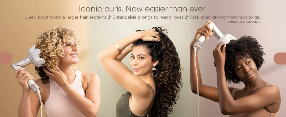 Shark HD430C FlexStyle Air Styling & Drying System Powerful Hair Blow Dryer & Multi-Styler with Auto-Wrap Curlers Paddle Brush Oval Brush Concentrator Attachment Stone - Iconic curls. Now easier than ever.